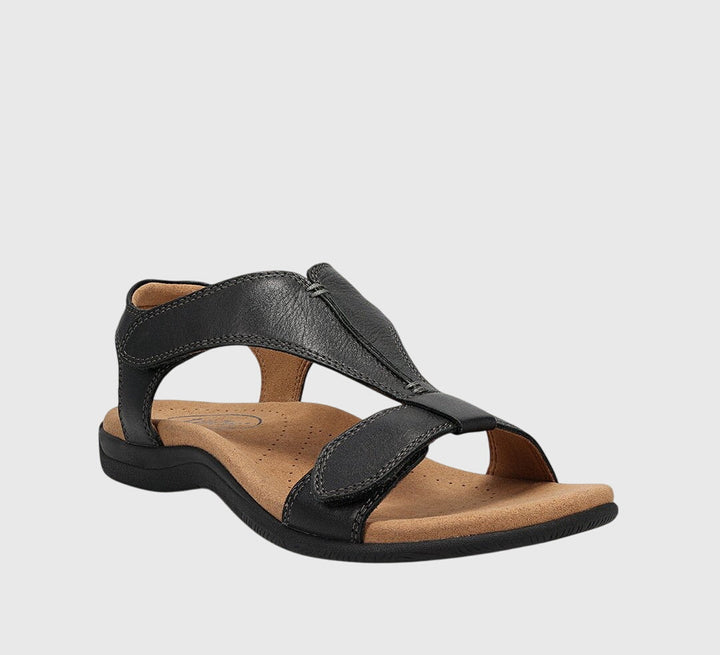 Women's Support Comfort Sandals – Leather Look in Gray | Invictora.com