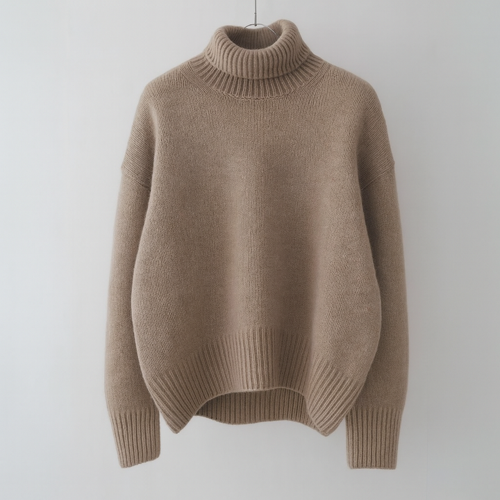Women's Jessie Turtleneck Sweater in Beige | Invictora.com