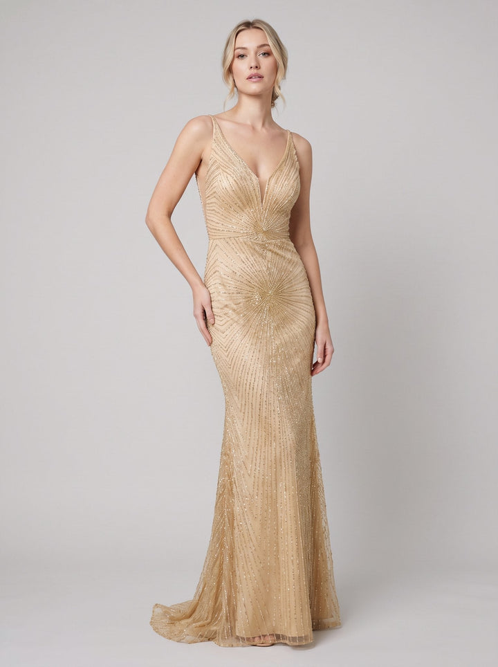 Women's Evening Gown – Beaded Fit- -Flare Christmas Party