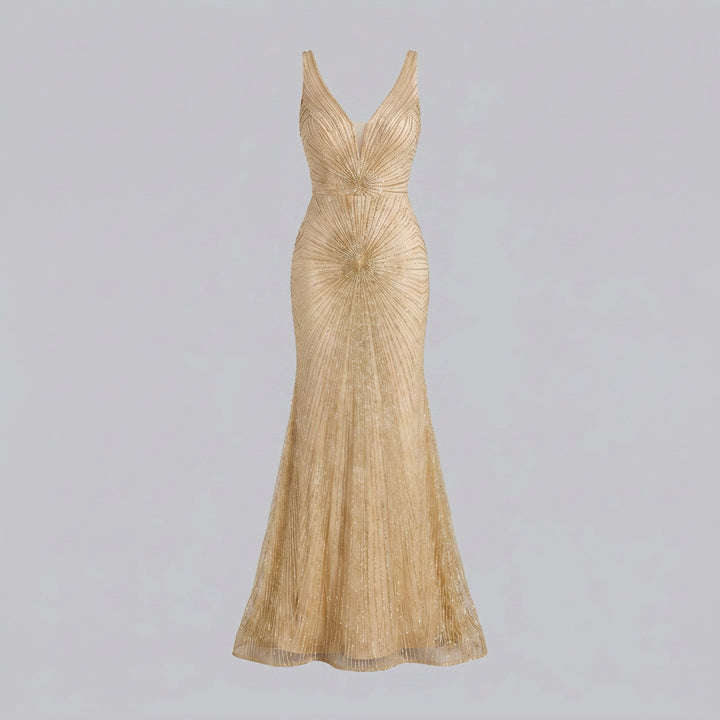 Women's Evening Gown – Beaded Fit- -Flare Christmas Party