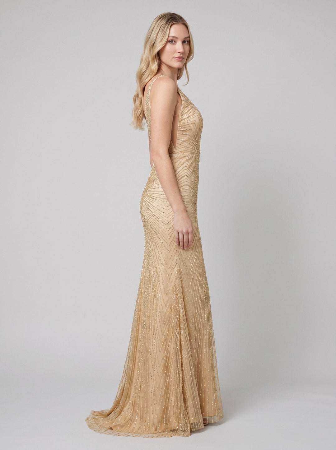 Women's Evening Gown – Beaded Fit- -Flare Christmas Party