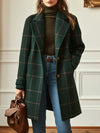 Women's Windowpane Check Wool Coat – Wide Collar