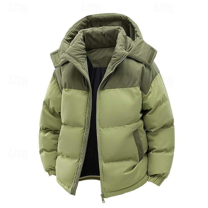 Two-Tone Hooded Puffer Jacket with Secure Pockets