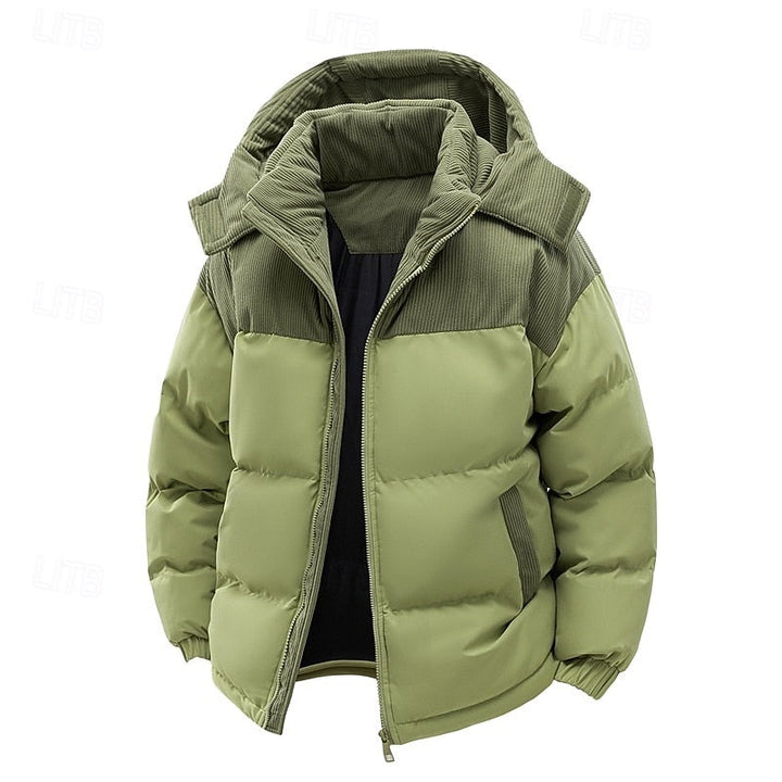 Two-Tone Hooded Puffer Jacket with Secure Pockets