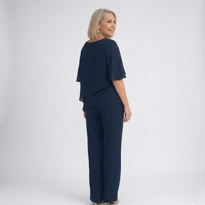 Women's Elegant Two-Piece Suit – Formal Style in Navy | Invictora.com