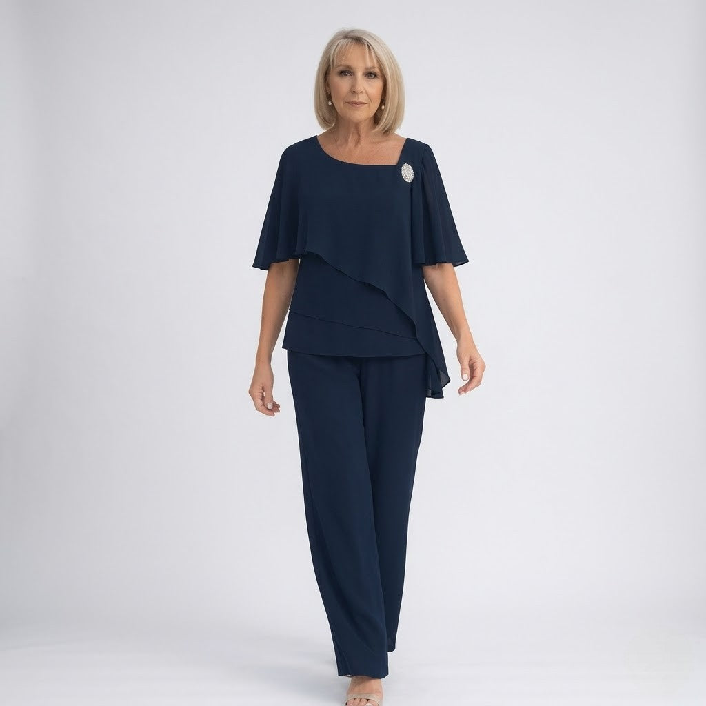 Women's Elegant Two-Piece Suit – Formal Style in Navy | Invictora.com