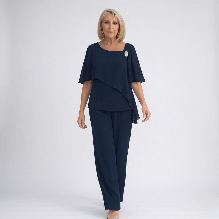 Women's Elegant Two-Piece Suit – Formal Style in Navy | Invictora.com