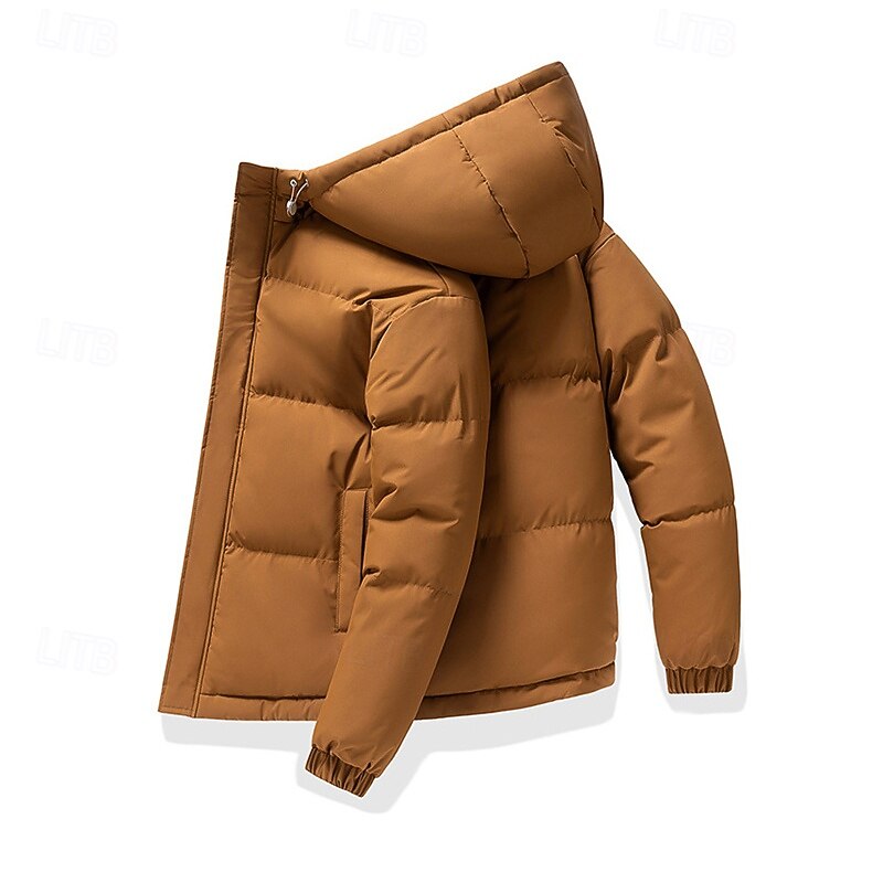 Relaxed Padded Jacket with Adjustable Hood and Roomy Pockets