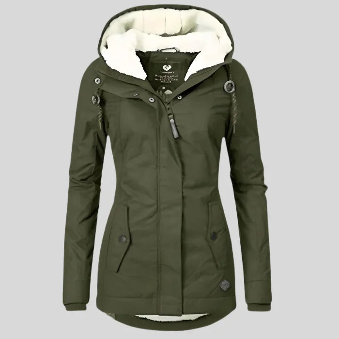 Women's Warm Hooded Winter Jacket – Sherpa Lining