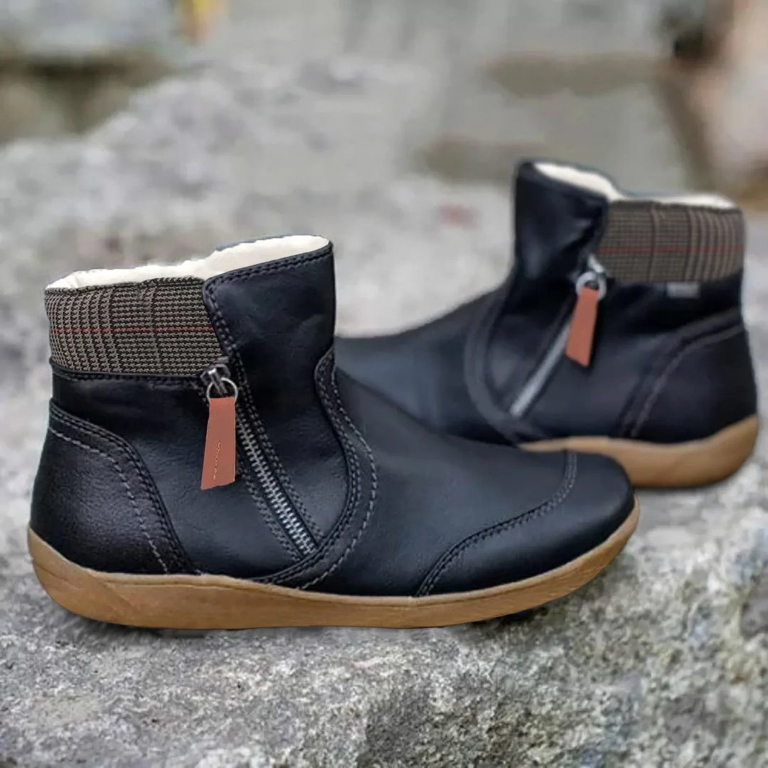 Women's Boots Ankle Leather Zipper
