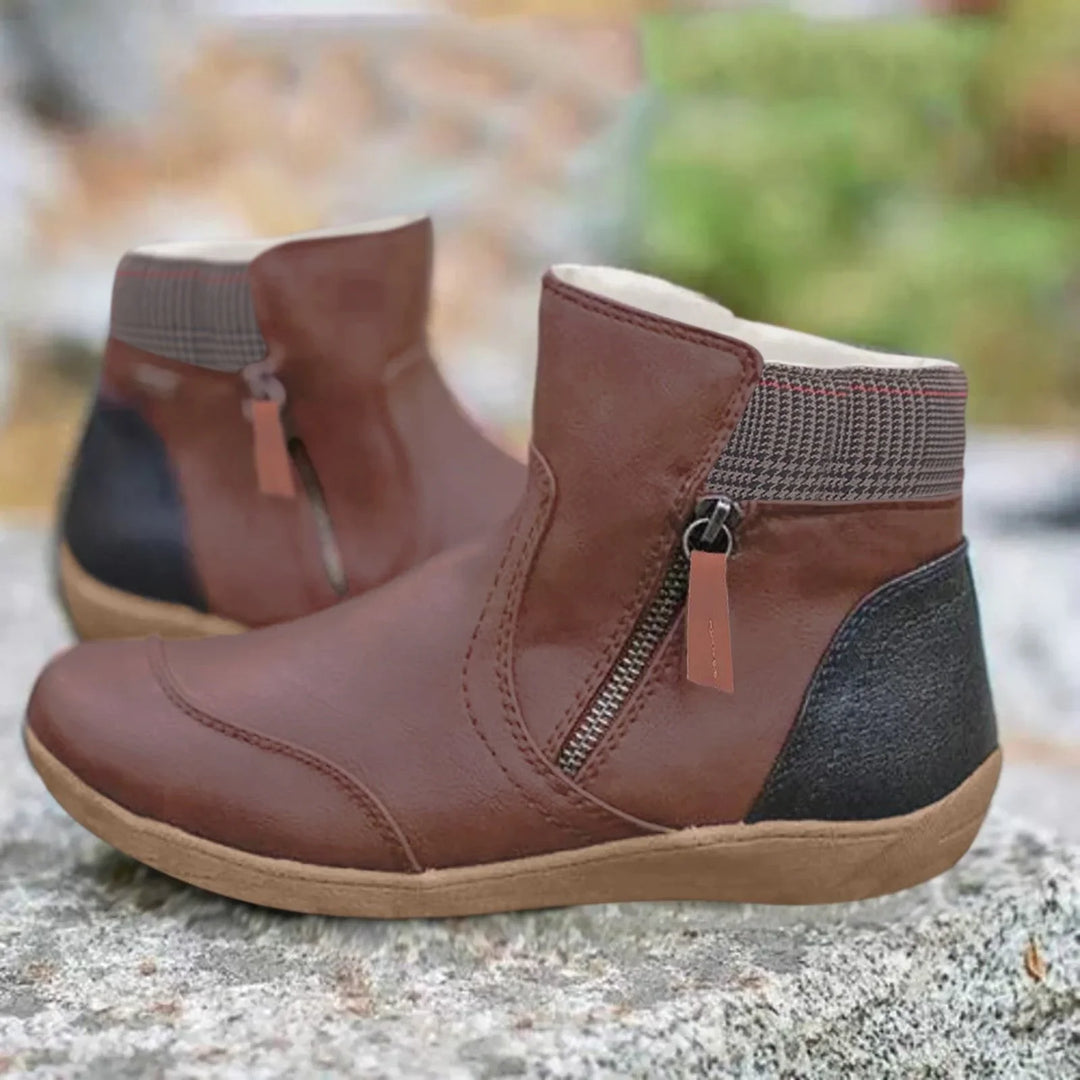 Women's Boots Ankle Leather Zipper