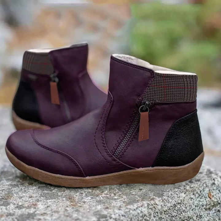 Women's Boots Ankle Leather Zipper