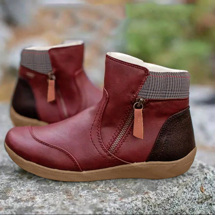 Women's Boots Ankle Leather Zipper