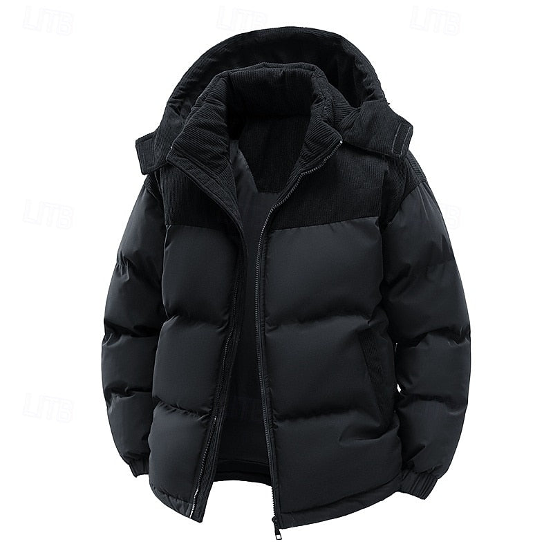 Two-Tone Hooded Puffer Jacket with Secure Pockets