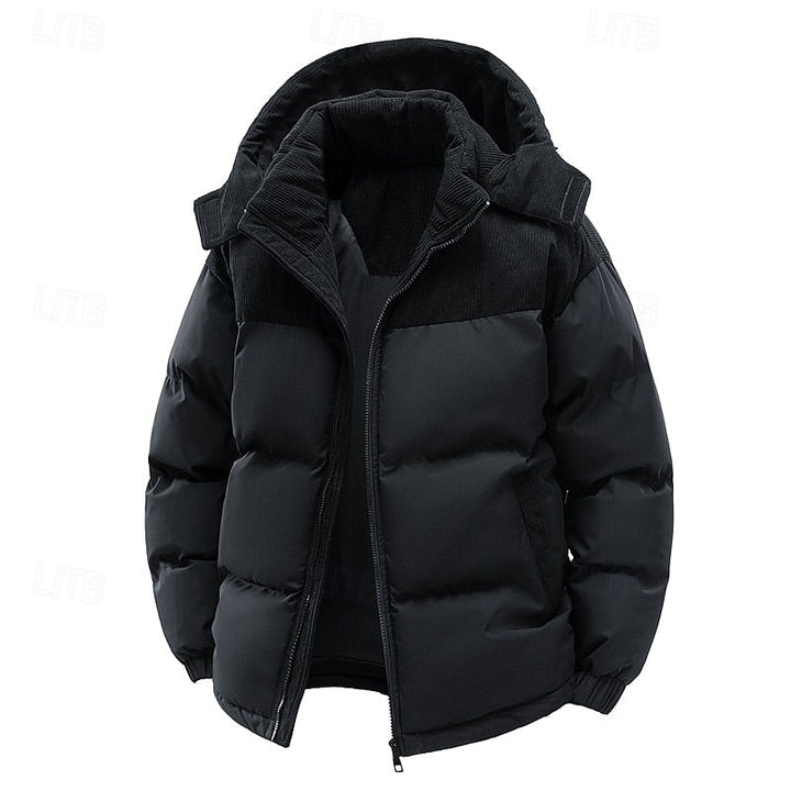 Two-Tone Hooded Puffer Jacket with Secure Pockets