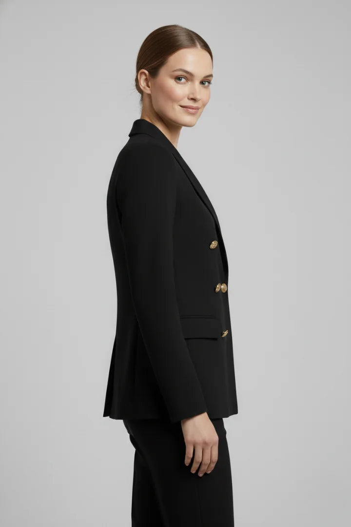 Women's Double-Breasted Blazer – Gold-Tone Button Details