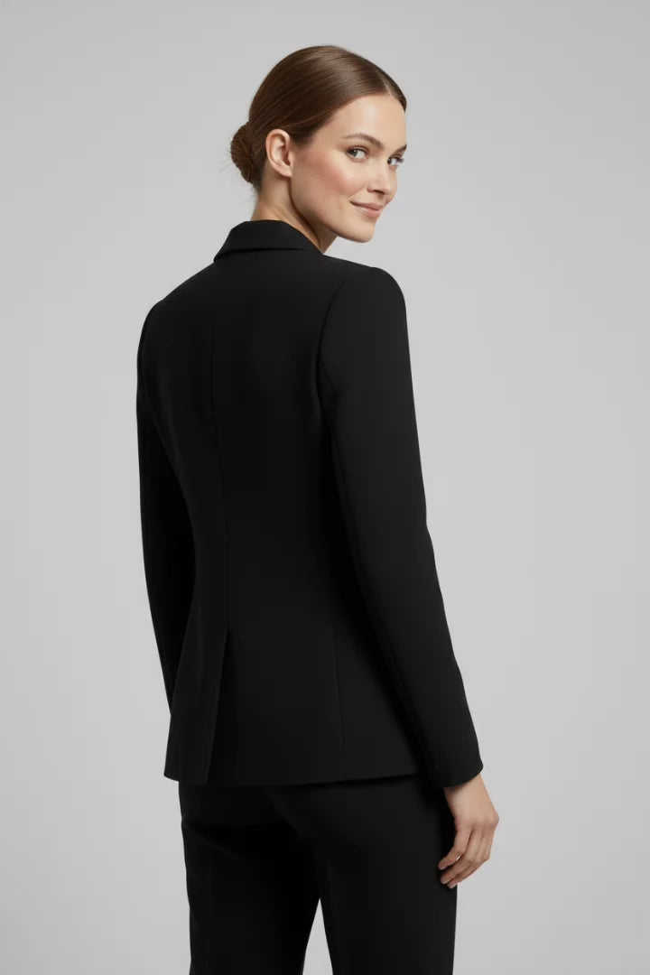 Women's Double-Breasted Blazer – Gold-Tone Button Details