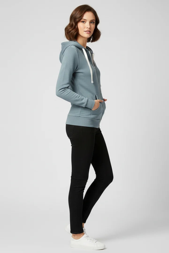 Women's Hoodie – Front Zipper And Kangaroo Pockets
