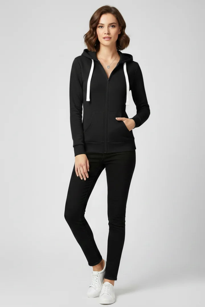 Women's Hoodie – Front Zipper And Kangaroo Pockets