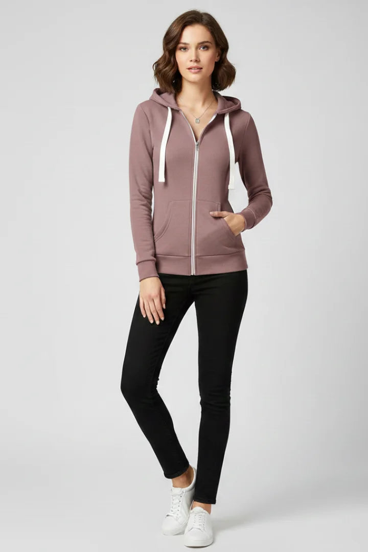 Women's Hoodie – Front Zipper And Kangaroo Pockets