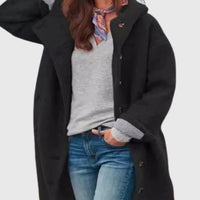 Women's Oversized Coat – Button Fastening And Side Pockets