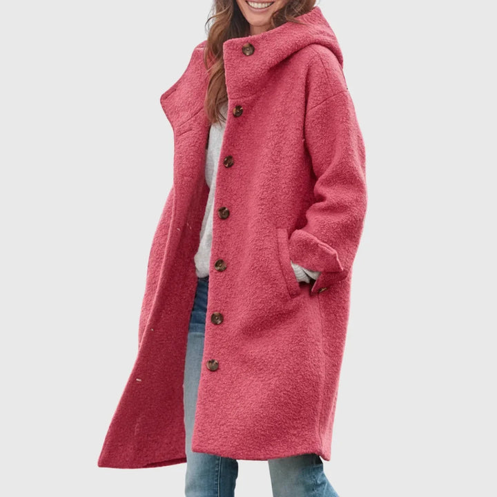 Women's Oversized Coat – Button Fastening And Side Pockets