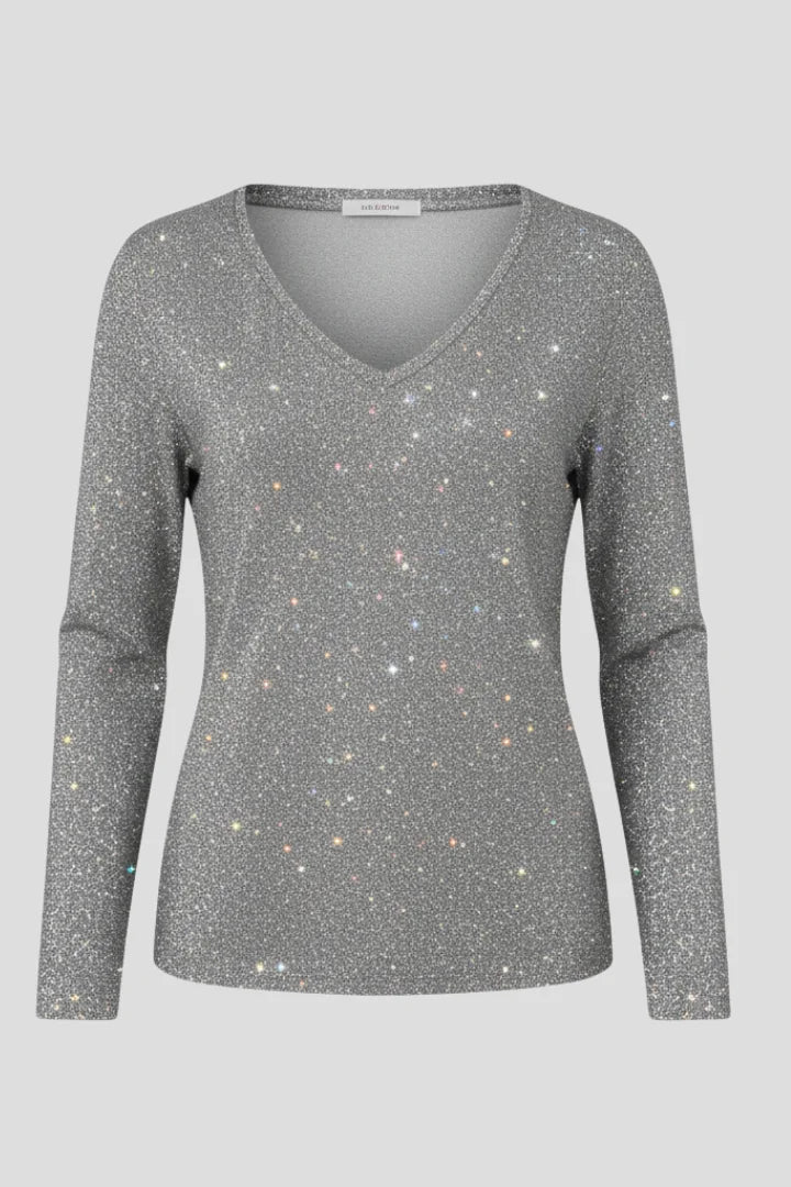 Women's Sequin V-Neck Long Sleeve Jumper