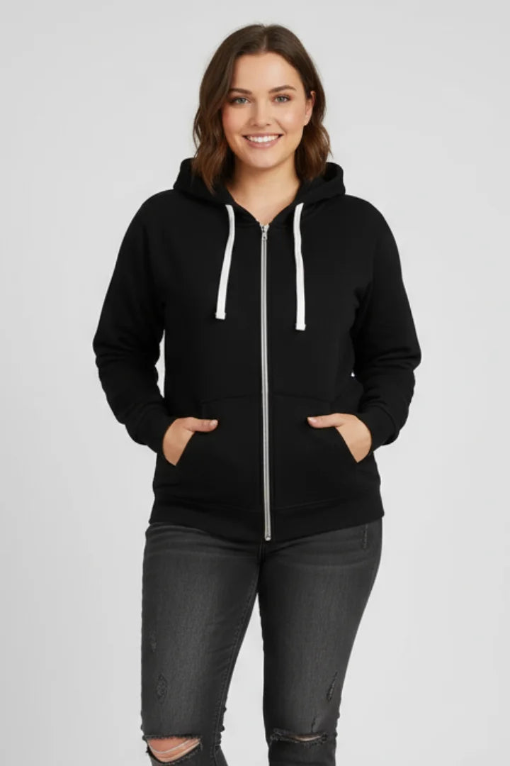 Women's Zip Hoodie – Drawstring Hood And Front Pockets
