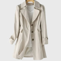 Women's A-Line Coat – Notched Lapel And Single-Breasted Buttons