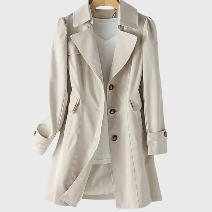 Women's A-Line Coat – Notched Lapel And Single-Breasted Buttons