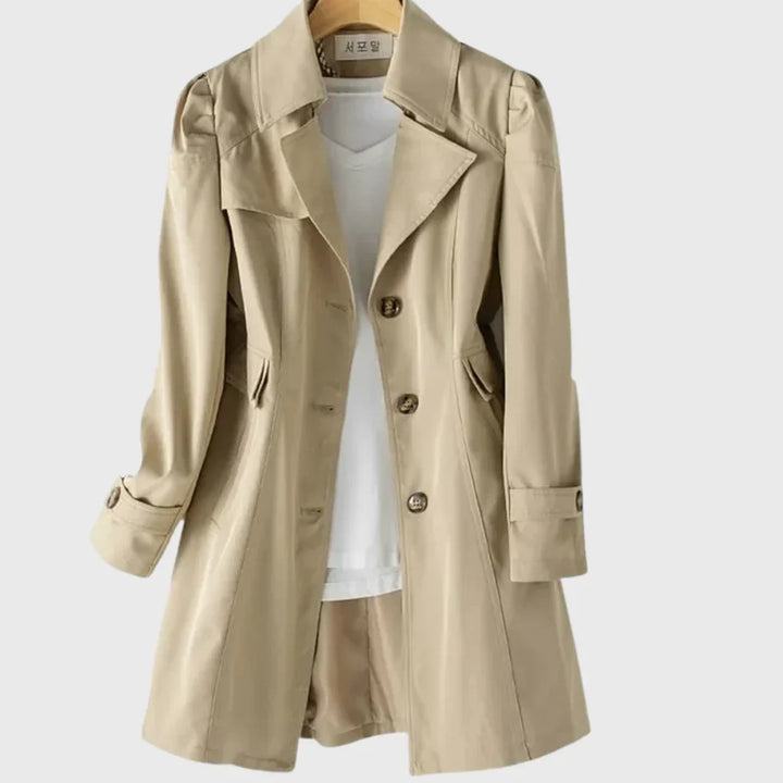 Women's A-Line Coat – Notched Lapel And Single-Breasted Buttons