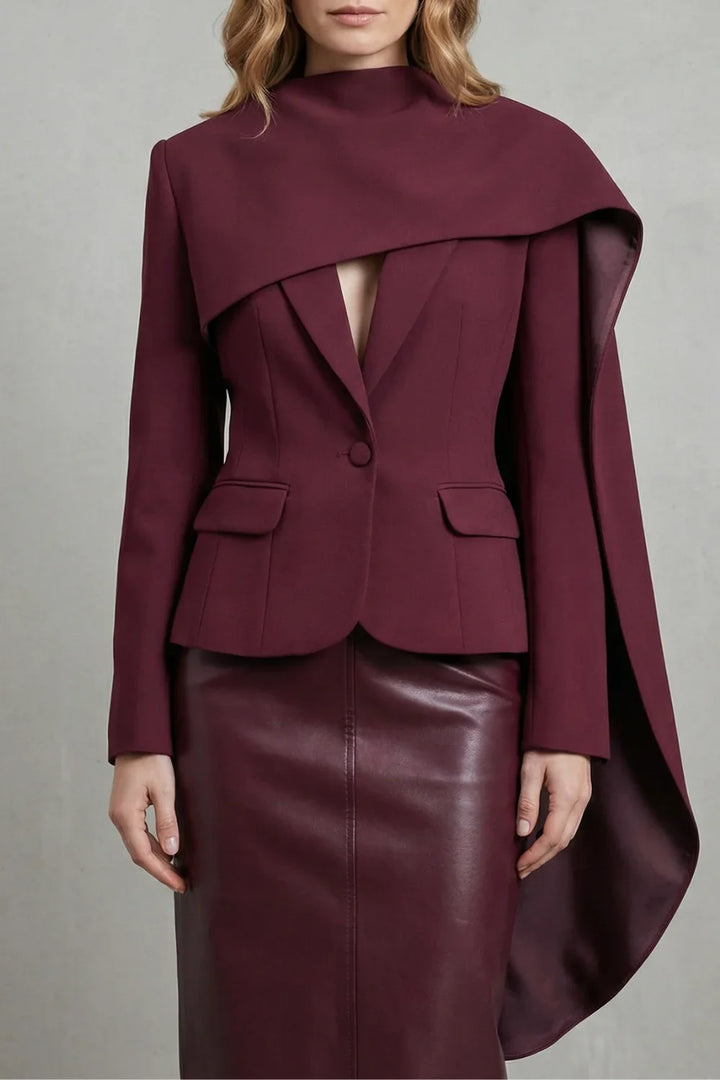 Women's Asymmetric Blazer – Draped Scarf Lapel