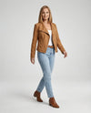 Women's Asymmetric-Zip Tailored Faux Suede Biker Leather Jacket