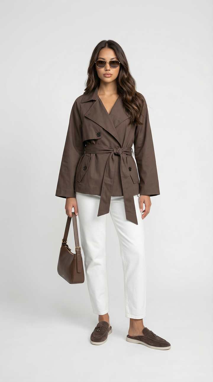 Women's Trench Coat – Double Breasted Belted