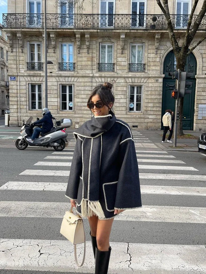 Women's Blanket Scarf Wrap Long Coat Fringe