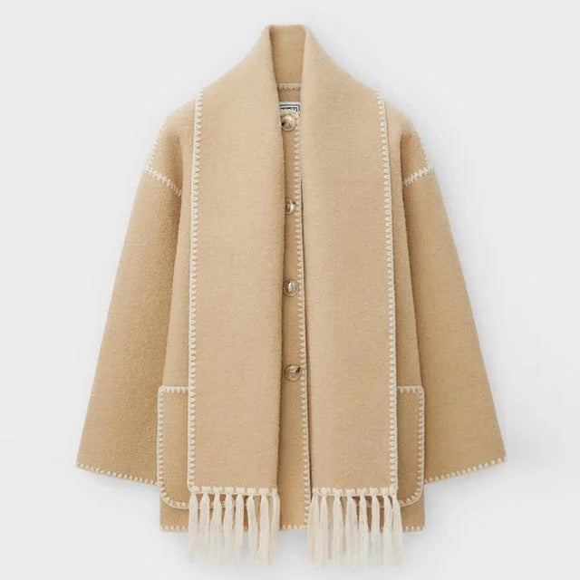 Women's Blanket Scarf Wrap Long Coat Fringe