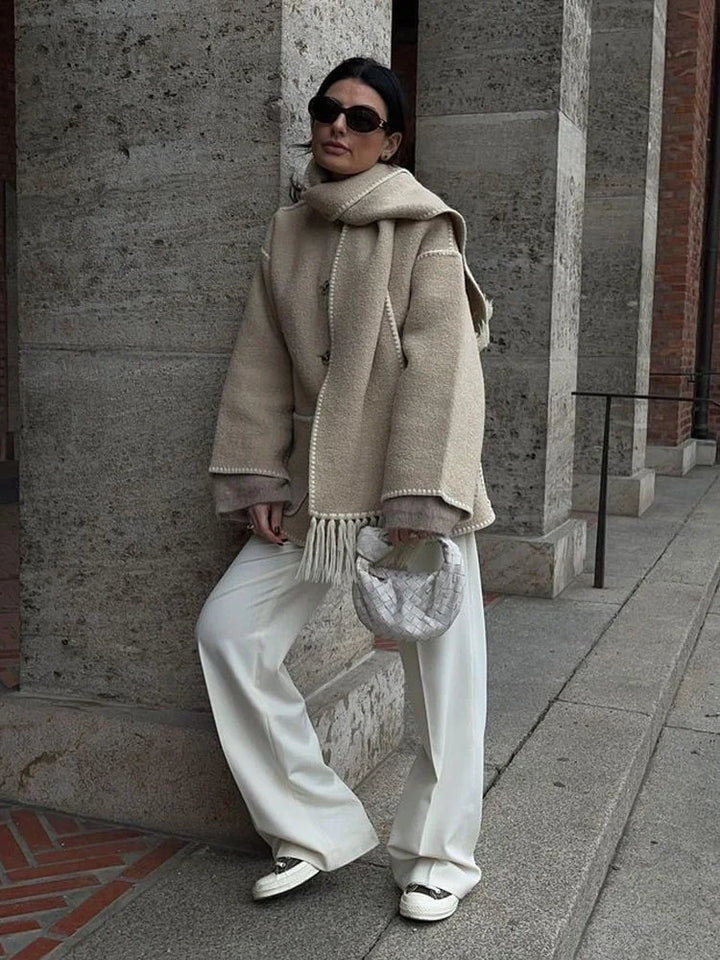 Women's Blanket Scarf Wrap Long Coat Fringe