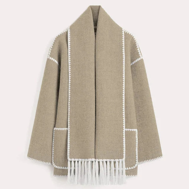 Women's Blanket Scarf Wrap Long Coat Fringe