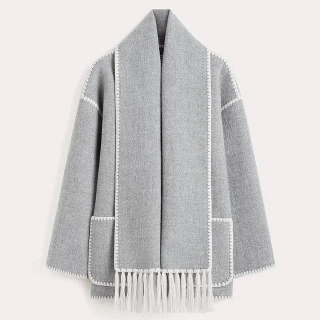 Women's Blanket Scarf Wrap Long Coat Fringe