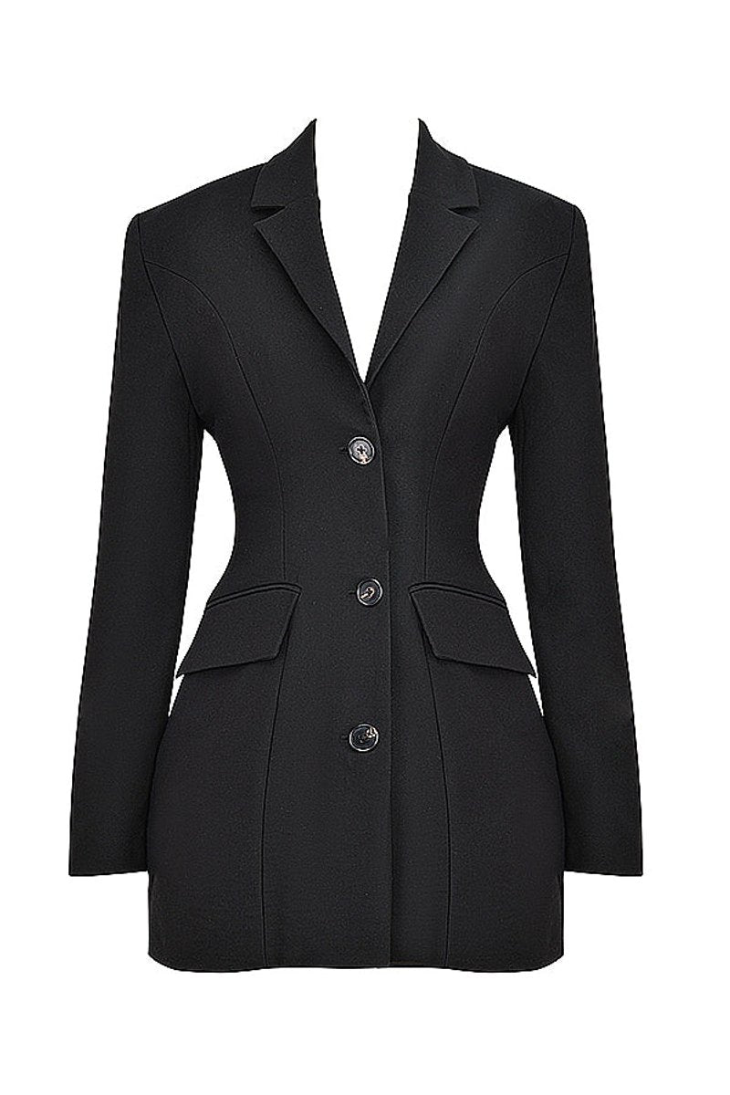 Women's Mini Dress – Structured V-Neck Blazer