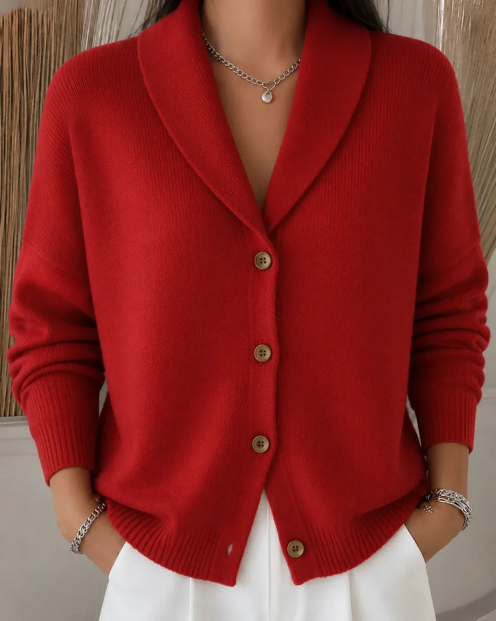 Women's Blue Knit Collared Button-Front Cardigan Sweater – Long Sleeves