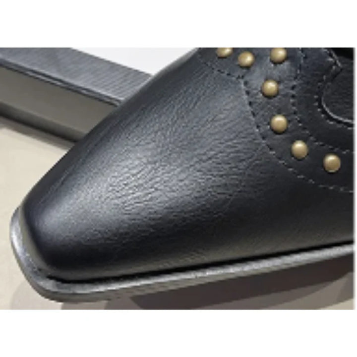 Women's Brown Studded Western Mid-Calf Boots – Pointed-Toe And Block-Heel