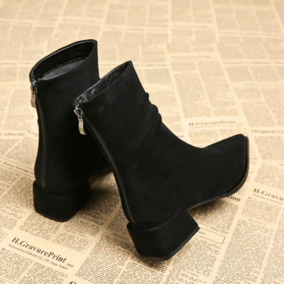 Women's Brown Suede Slouchy Ankle Boot – Pointed-Toe And Block-Heel