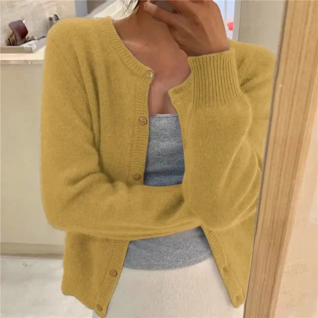 Women's Button Front Cardigan Cropped Relaxed Fit