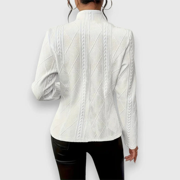 Women's Cable-Knit Mock-Neck Long-Sleeve Fitted Sweater
