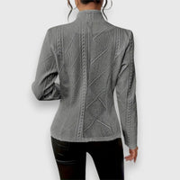 Women's Cable-Knit Mock-Neck Long-Sleeve Fitted Sweater