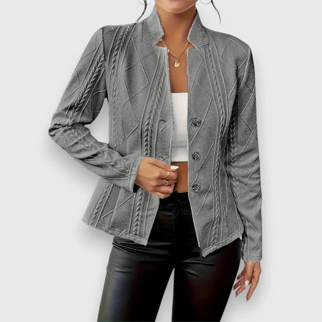 Women's Cable-Knit Mock-Neck Long-Sleeve Fitted Sweater
