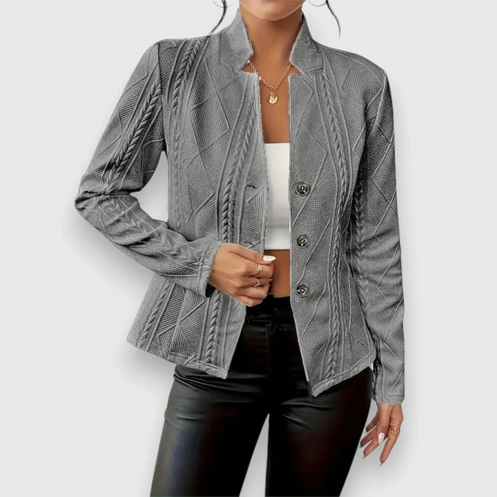 Women's Cable-Knit Mock-Neck Long-Sleeve Fitted Sweater
