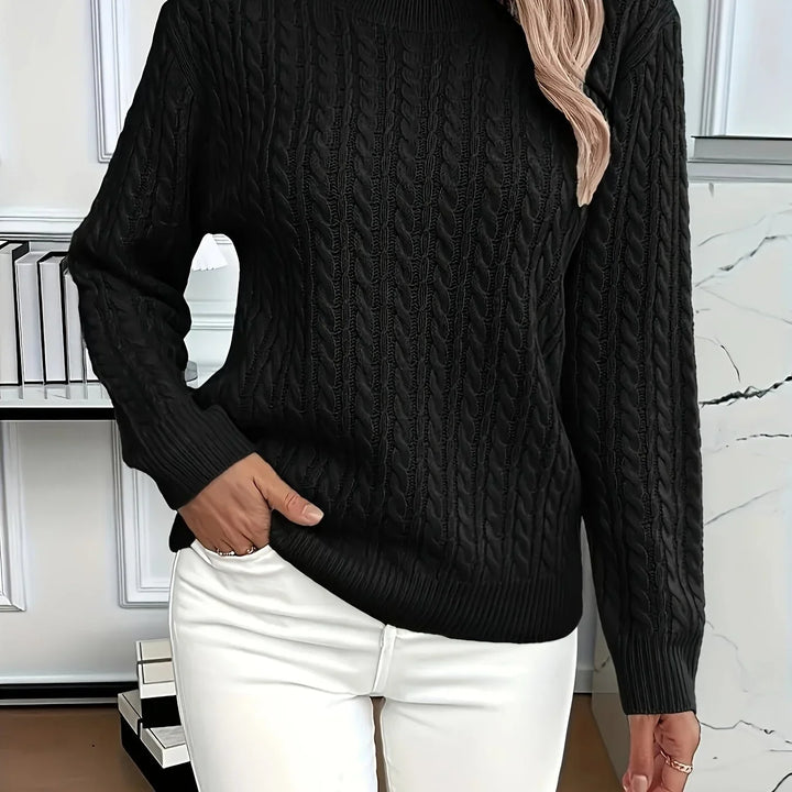 Women's Cable-Knit Round Neck Relaxed Fit Jumper
