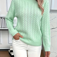 Women's Cable-Knit Round Neck Relaxed Fit Jumper